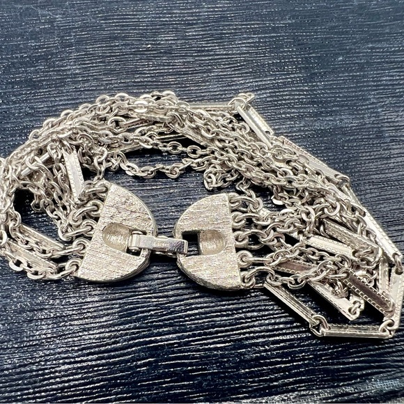 Vintage SARAH COVENTRY silver tone multi strand chain bracelet 7” - Picture 2 of 8